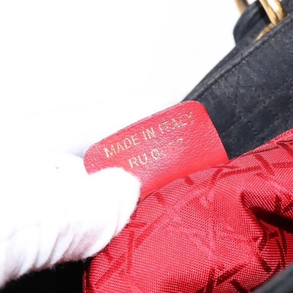 Christian Dior Lady Dior Canage Hand Bag Nylon Black Gold Auth ep10577 - Picture 10 of 16